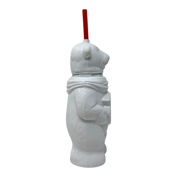 Always Coca-Cola Polar Bear Molded Bottle Tumbler Drink Straw 1990s White Red - Picture 3 of 7